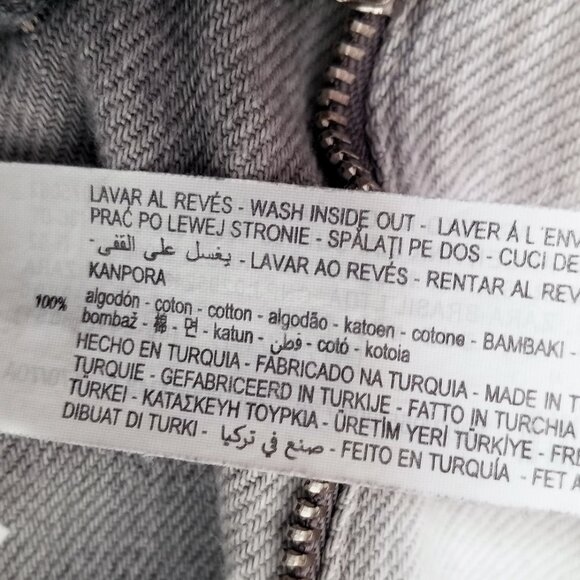 Zara Baggy Paperbag Elastic High Waist Light Grey Gray Denim Jeans Size 6 Ankle - Picture 15 of 16